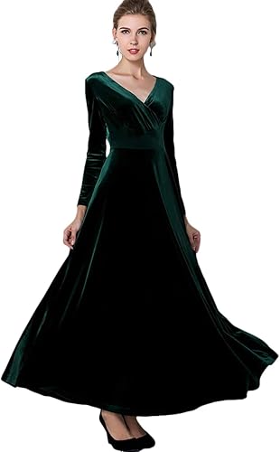 Gold Velvet Long Sleeve A-Line Prom Dress