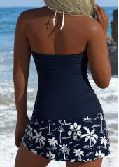 Women’s Strapless Tube Top & Palm Print Mini Bottom Set
