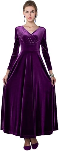 Gold Velvet Long Sleeve A-Line Prom Dress