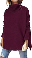 LILLUSORY Women’s Oversized Turtleneck Batwing Sleeve Knit Tunic