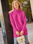 LILLUSORY Women’s Oversized Turtleneck Batwing Sleeve Knit Tunic