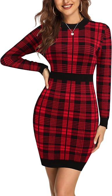 Beyove Women’s Colorblock Striped Knit Sweater Dress