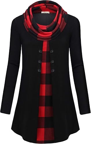 Bebonnie Women’s Cowl Neck Button Tunic