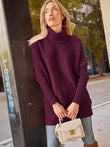 LILLUSORY Women’s Oversized Turtleneck Batwing Sleeve Knit Tunic