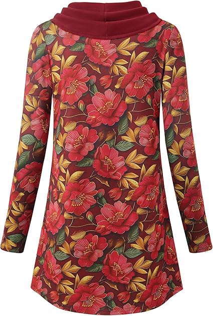 Bebonnie Women’s Cowl Neck Button Tunic