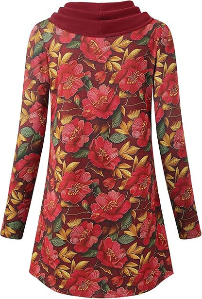 Bebonnie Women’s Cowl Neck Button Tunic