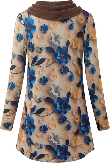 Bebonnie Women’s Cowl Neck Button Tunic