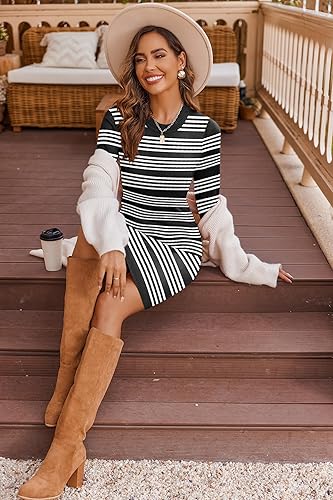 Beyove Women’s Colorblock Striped Knit Sweater Dress